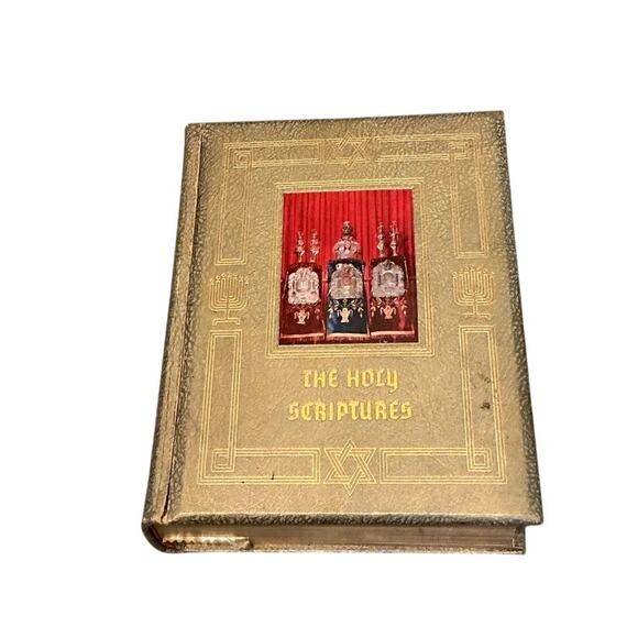 Vtg Holy Bible Torah Jewish Family 1957 Leonard S. Davidow MCM Gold Illustrated - Picture 1 of 16